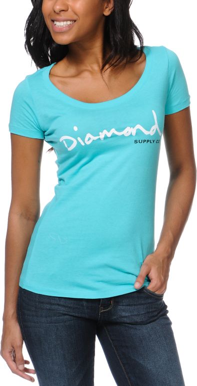 Diamond Supply Girls OG Script Turquoise Tee Shirt