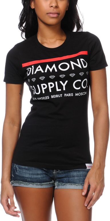 Diamond Supply Girls Roots Black Tee Shirt