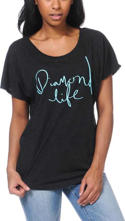 Diamond Supply Girls Diamond Life Charcoal Dolman Top