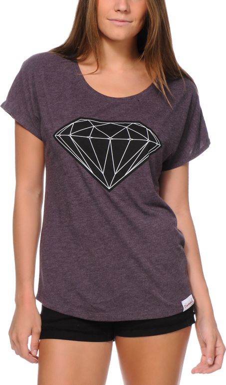 Diamond Supply Girls Diamondaire Purple V-Neck Tee Shirt