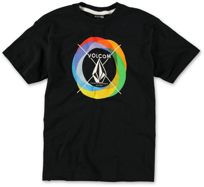 Volcom Boys Round Rainbow Black Tee Shirt