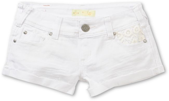 Almost Famous Karlyn Crochet Pocket White Denim Shorts