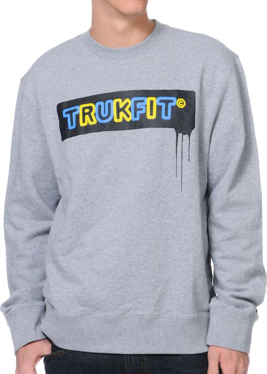 Trukfit Drip Grey Crew Neck Sweatshirt