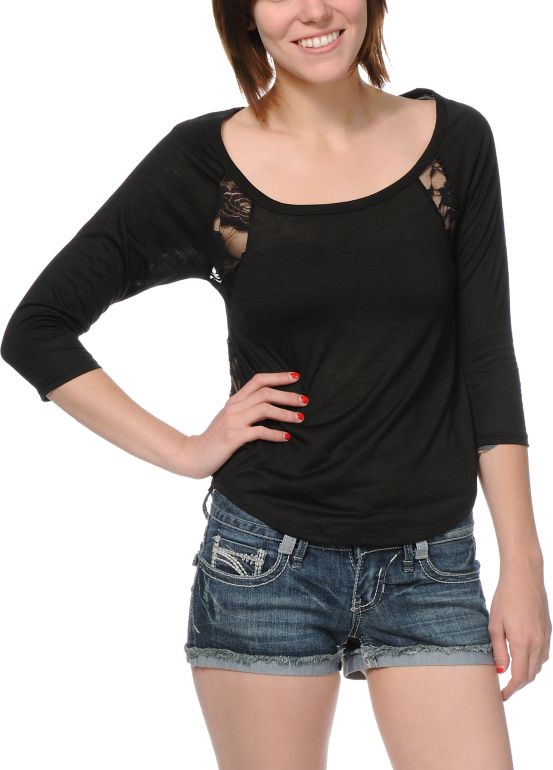 Almost Famous Black Lace Top