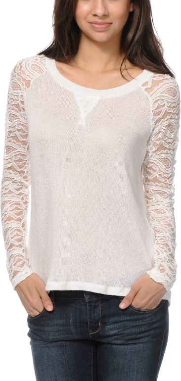 Almost Famous Cream White Lace Top