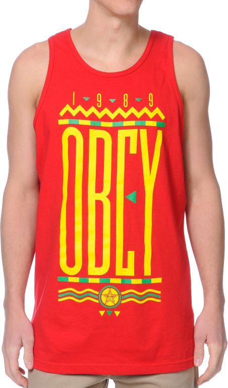 Obey Colours Red Tank Top