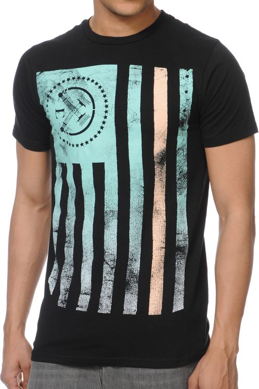 Civil Rebel Flag Black Tee Shirt