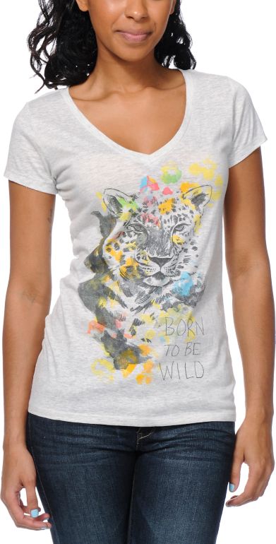 Empyre Girls Prowl Natural V-Neck Tee Shirt