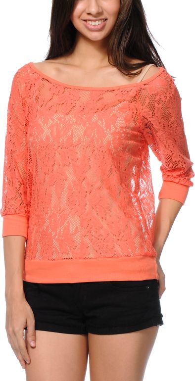 Lunachix Coral Lace Top