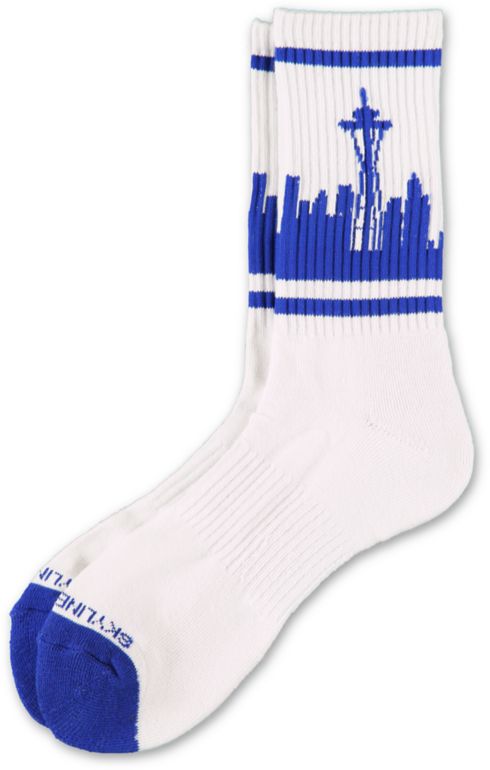 Skyline Socks Seattle White &  Blue Crew Socks