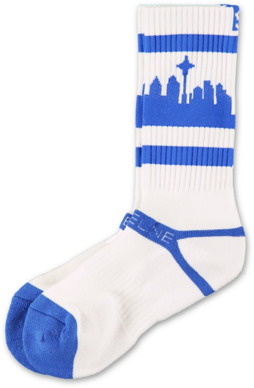 Strideline SeaTown White & Blue Crew Socks