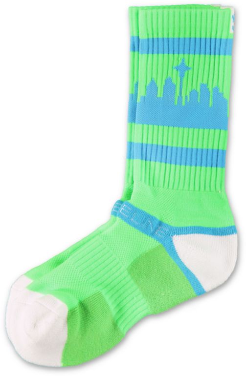 Strideline SeaTown Bright Green & Blue Crew Socks
