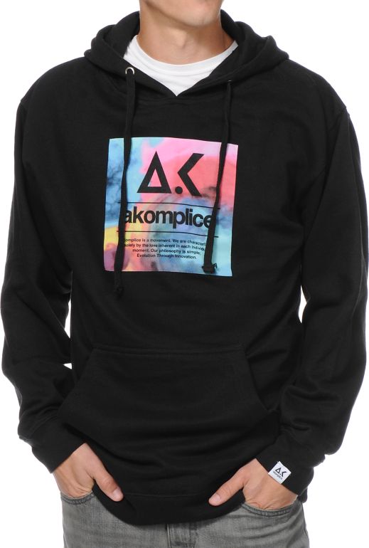 Akomplice Tie Dye Black Pullover Hoodie