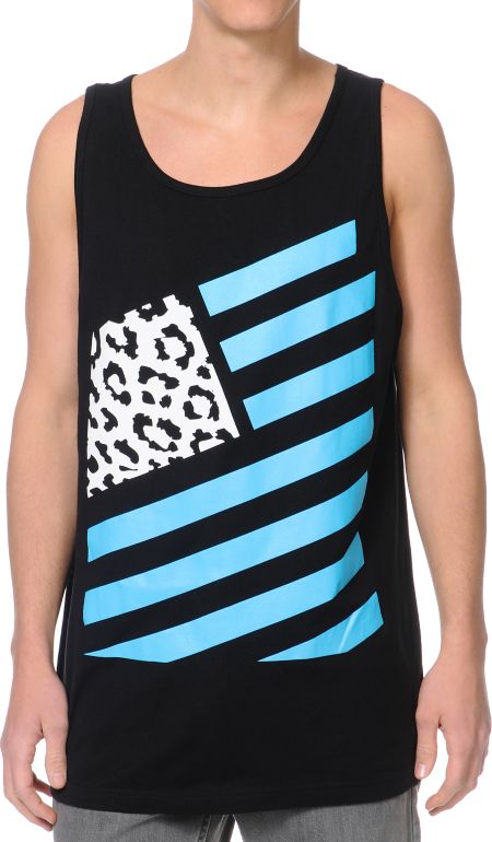 Popular Demand Takeover Flag Black Tank Top