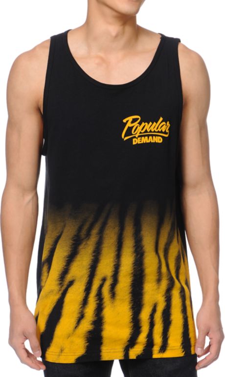 Popular Demand Tiger Fade Black & Gold Tank Top