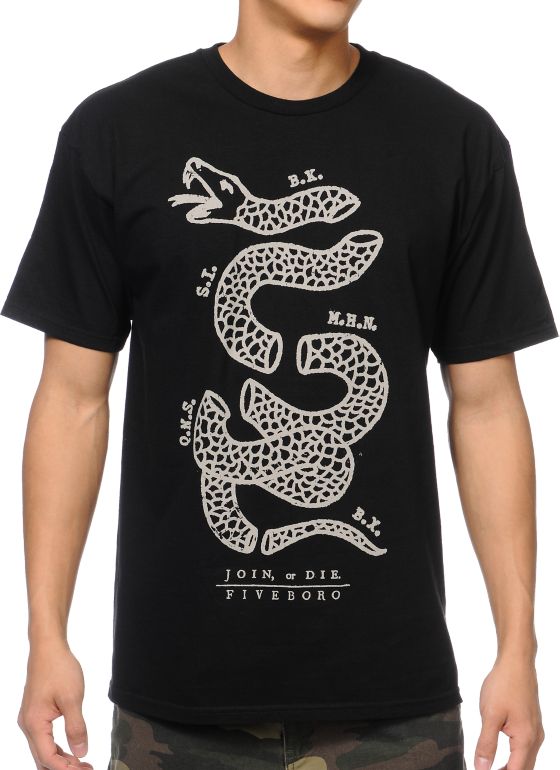 5BORO Join Or Die Black Tee Shirt