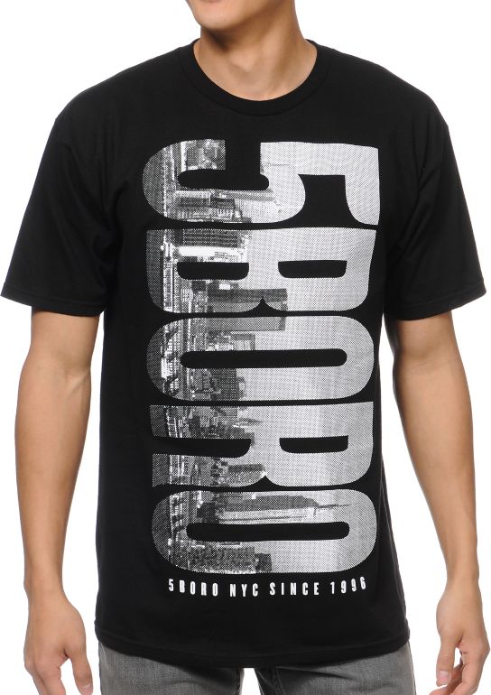 5BORO Skyline Logo Black Tee Shirt