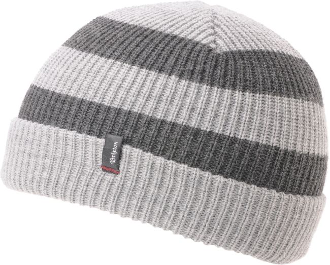 Brixton Carby Grey & Charcoal Striped Cuff Beanie