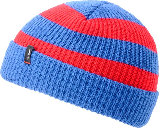 Brixton Carby Electric Blue & Red Striped Cuff Beanie