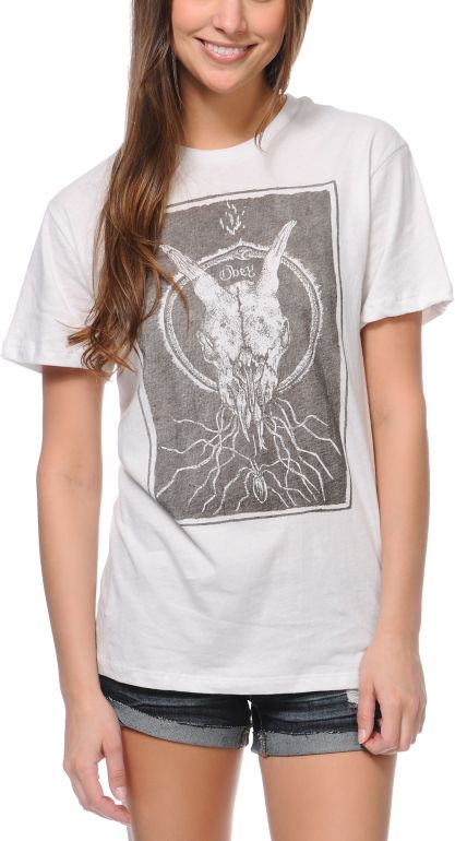 Obey Ghost Skull Natural Tomboy Tee Shirt
