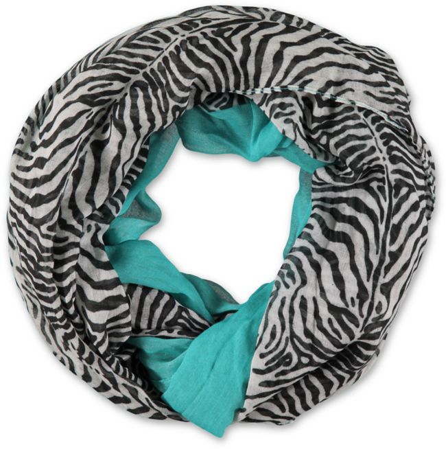 D&Y Zebra & Teal Colorblock Infinity Scarf