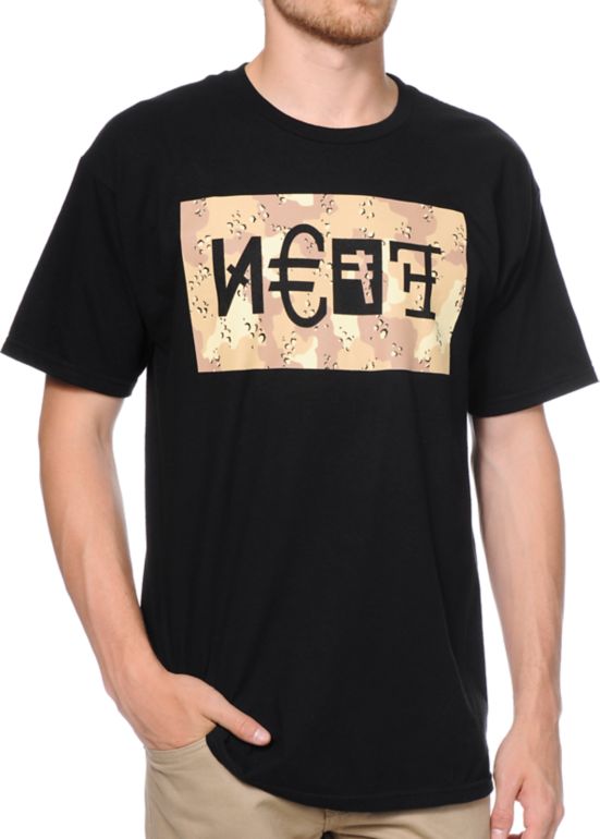 Neff Mishap Black & Deserct Camo Print Tee Shirt