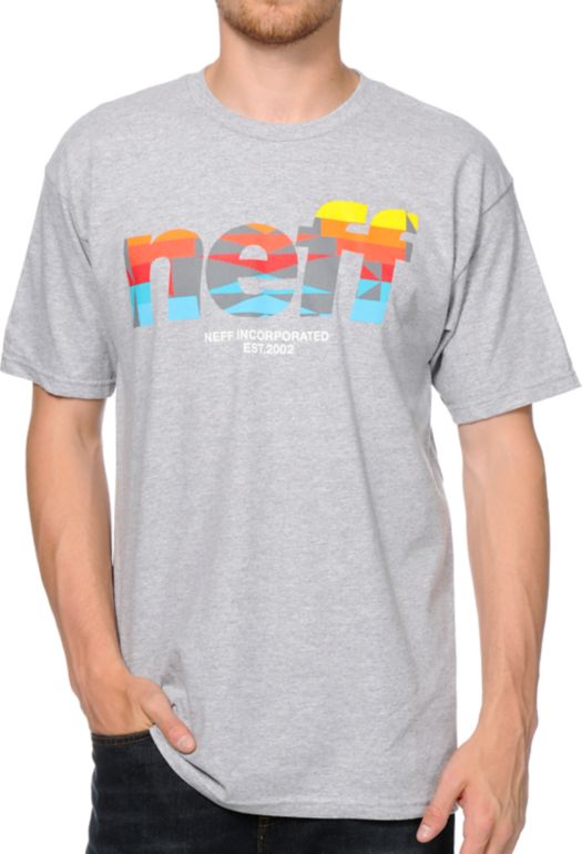 Neff Numeral Native Print Grey Tee Shirt