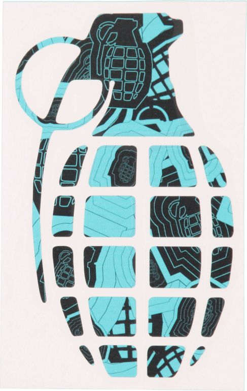Grenade 8.5 Sharp Shooter Aqua Die Cut Sticker