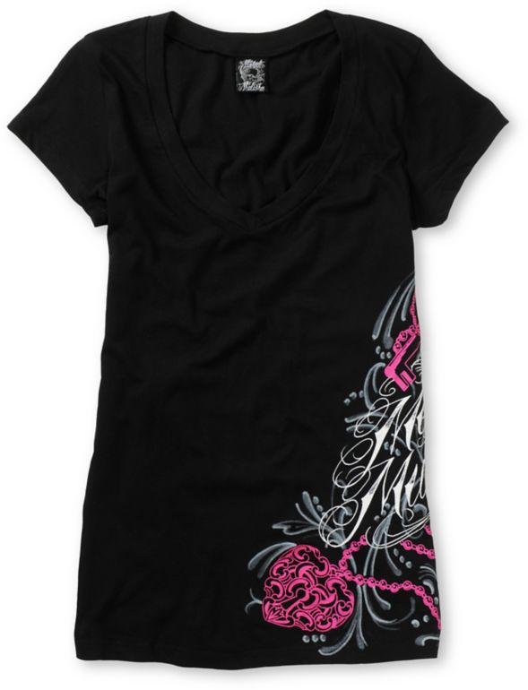 Metal Mulisha Girls Dani G Reverie Black V-Neck Tee Shirt