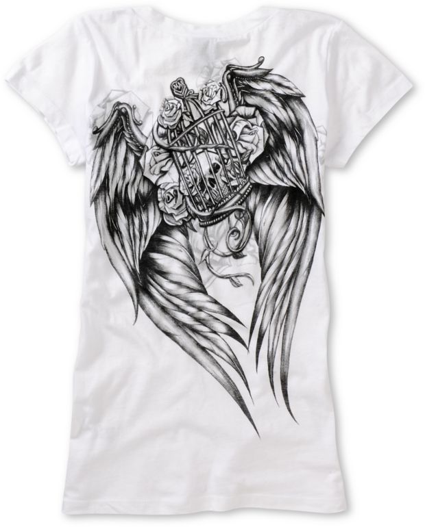 Metal Mulisha Girls Guilded White V-Neck Tee Shirt
