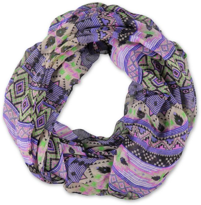 D&Y Geometric Pink & Purple Tribal Print Infinity Scarf