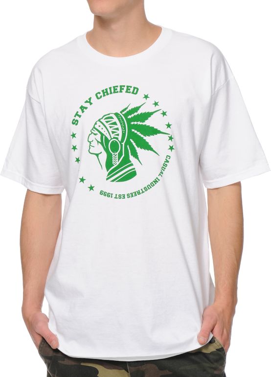 Casual Industrees Stay Chiefed White Tee Shirt