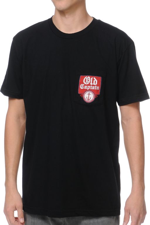 Captain Fin Co. Old Captain Black Pocket Tee Shirt