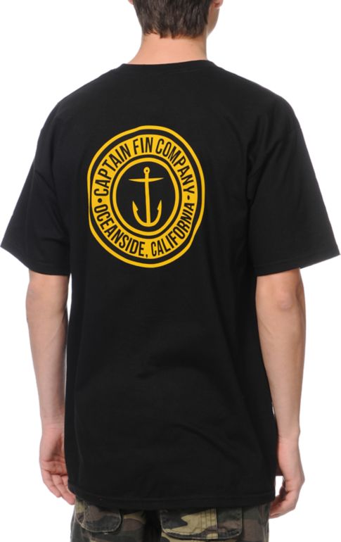 Captain Fin Co. Anchor Button Black Tee Shirt