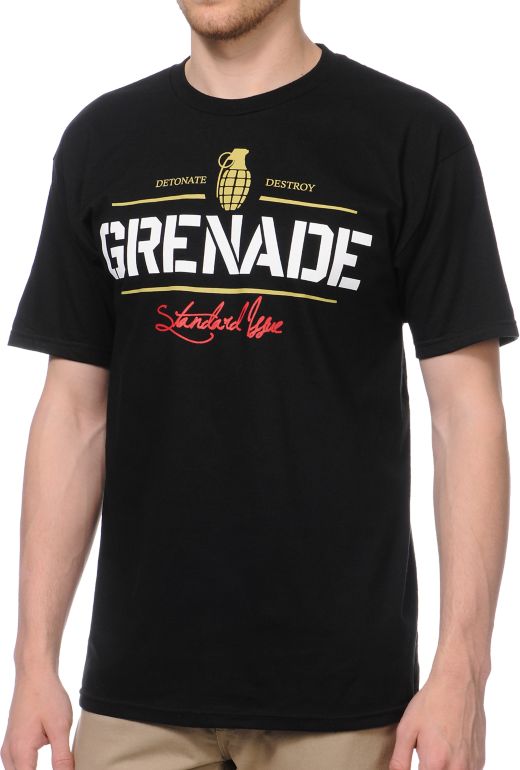 Grenade Script Logo Black Tee Shirt