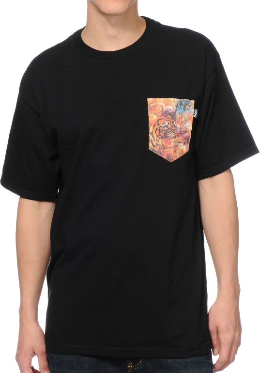 Bohnam Supply Co. Space Animals Black Pocket Tee Shirt