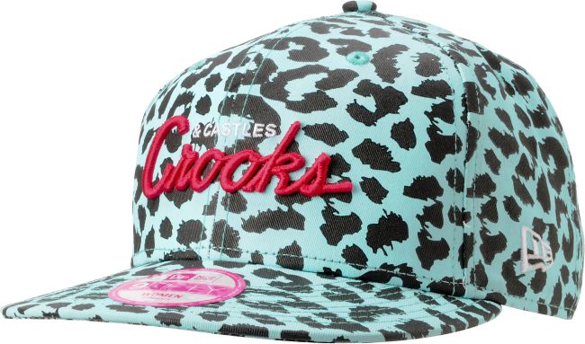 Crooks and Castles Girls Mint & Black Cheetah Snapback Hat