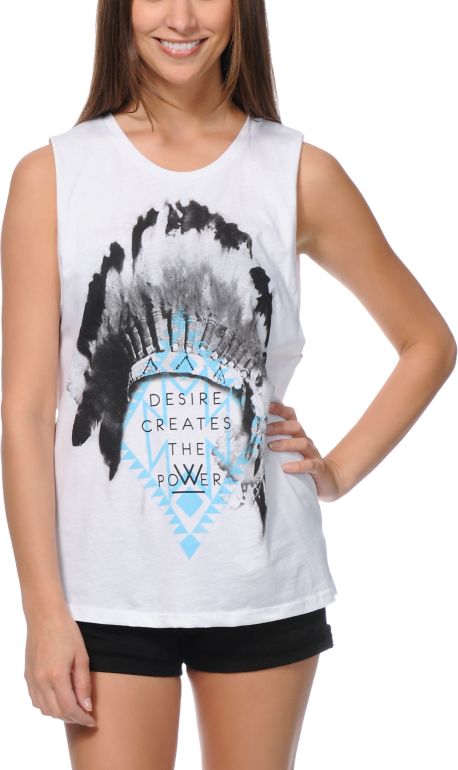 Sirens & Dolls Desire White Muscle Tank Top