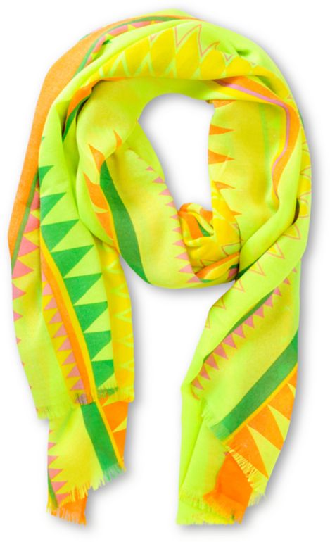 Super Trader Oblong Geometric Print Neon Yellow Scarf