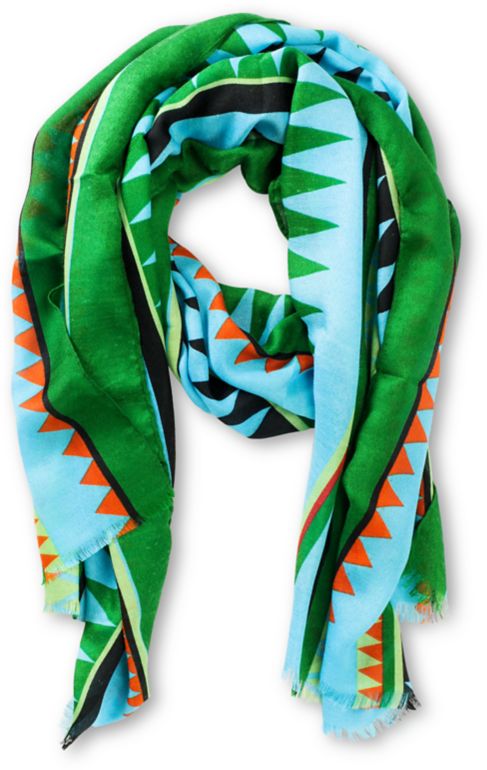 Super Trader Oblong Gemoetric Print Light Blue & Turquoise Scarf