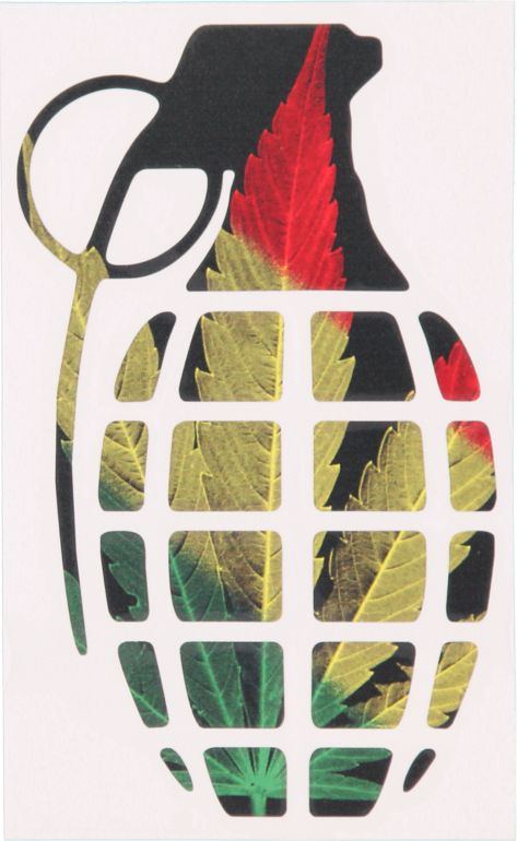 Grenade 8.5 Rasta Leaf Die Cut Sticker