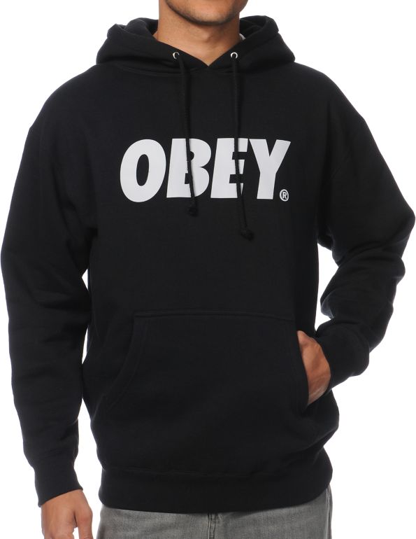 Obey Font Black Pullover Hoodie