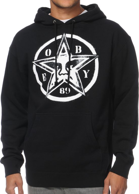 Obey Star Stencil Black Pullover Hoodie
