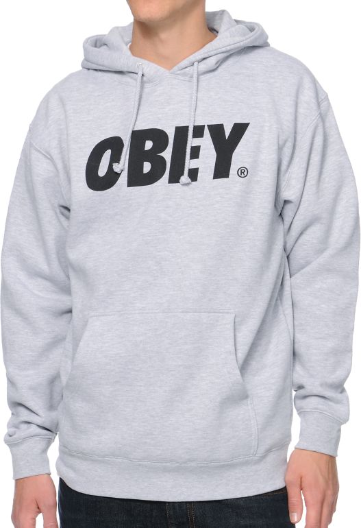 Obey Font Grey Pullover Hoodie