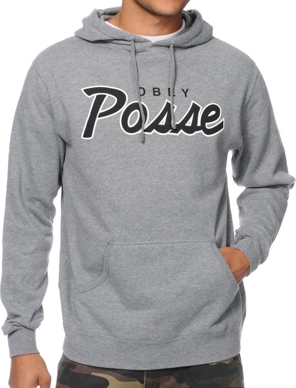 Obey Posse Script Gunmetal Pullover Hoodie