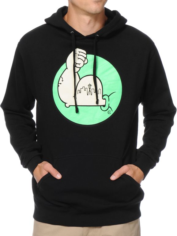 Casual Industrees Seattle Flex Black Pullover Hoodie