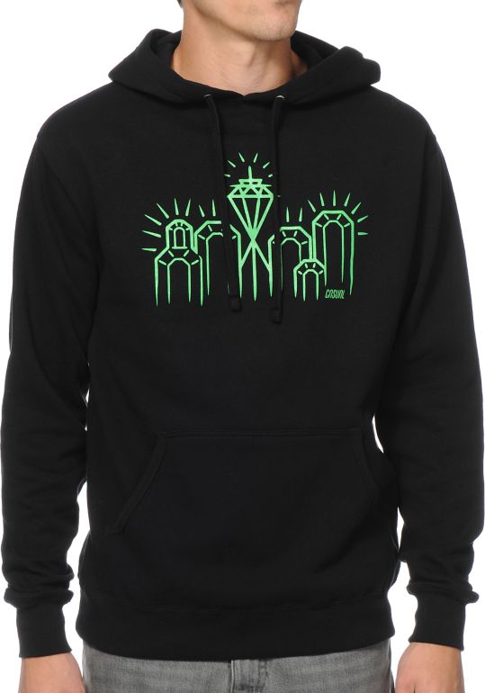 Casual Industrees Emerald City Black & Green Pullover Hoodie