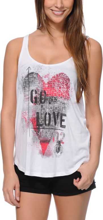 Sirens & Dolls Bee Love White Tank Top