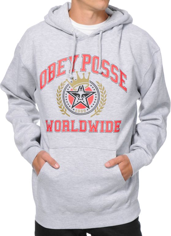 Obey Posse Worldwide Heather Grey Pullover Hoodie
