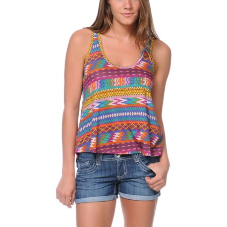 Billabong For Sure Printed Berry Tank Top